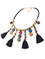 Fashion Black Tassel Decorated Color Mtaching Necklace