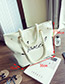 Trendy White Letter Pattern Decorated Pure Color Shoulder Bag