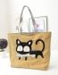 Fashion Green Cartoon Cat Pattern Decorated Shoulder Bag