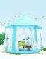 Lovely Blue Pure Color Decorated Hexagonal Shape Simple Tent