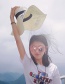 Trendy White Letter Pattern Decorated Pure Color Sun Hat