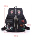 Fashion Blue Embroidery Flower Decoreated Pure Color Backpack