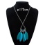Fashion Green Feather Pendant Decorated Hollow Out Crescent Moon Shape Simple Necklace
