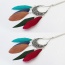 Fashion Multi-color Feather Pendant Decorated Hollow Out Crescent Moon Shape Simple Necklace