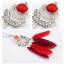 Fashion Red Feather Pendant Decorated Crescent Moon Shape Simple Necklace