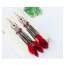 Elegant Red Beads&feather Pednat Decorated Simplle Earring