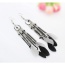 Elegant Black+white Beads&feather Pednat Decorated Simplle Earring