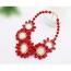Fashion Red Beads Decorated Flower Shape Design Necklace