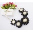 Fashion Black Beads Decorated Flower Shape Design Necklace