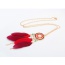 Fashion Red Feather Pendant Decorated Color Matching Design Necklace