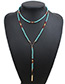 Fashion Blue Simple Street Shot Collar De Perlas Collar Collar De Suéter