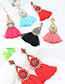 Fashion Red Diamond&tassel Decorated Simple Earrings