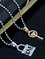 Trendy Gold Color+silver Color Key&lock Pendant Decorated Necklace