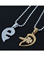 Trendy Gold Color+silver Color Key&lock Pendant Decorated Heart Shape Necklace