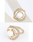 Sweet Gold Color Pearls&diamond Decorated Hollow Out Ring