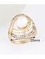 Sweet Gold Color Pearls&diamond Decorated Hollow Out Ring