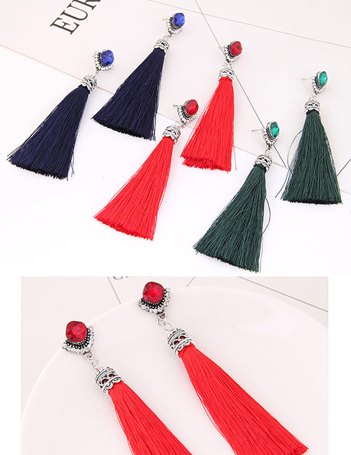 Bohemia Red Tassel Decorated Earrings