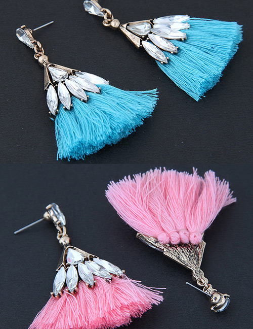 Bohemia Pink Tassel Decorated Earrings