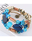 Fashion Blue+navy Color Matching Decorated Multi-layer Bracelet
