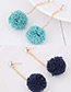Sweet Dark Blue Flower Pendant Decorated Long Earrings