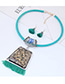 Trendy Green Tassel&gemstone Decorated Jewelry Sets