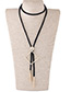 Trendy Black Square Shape Decorated Simple Necklace