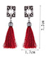 Bohemia Red Square Shape Decorated Tassel Earrings