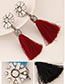 Bohemia Navy Round Shape Decorated Tassel Earrings