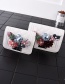 Fashion White+red Flower Decorated Square Shape Pure Color Shoulder Bag