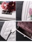 Fashion Purple+white Flower Decorated Square Shape Pure Color Shoulder Bag