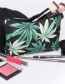 Fashion Green Leaf Pattern Decorated Cosmetic Bag