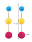 Fashion Multi-color Pom Ball Decorated Color Matching Pom Earrings
