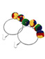 Fashion Black Pom Ball Decorated Circular Ring Shape Earrings