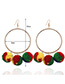 Fashion Black Pom Ball Decorated Circular Ring Shape Earrings