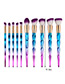 Fashion Pink+blue Color Matching Decorated Simple Makeup Brush(10pcs)