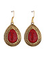 Vintage Red Oval Shape Decorated Jewelry Sets