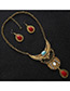 Vintage Red Oval Shape Decorated Jewelry Sets