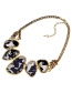 Fashion Black Geometric Shape Gemstone Decorated Necklace