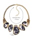 Fashion Blue Geometric Shape Gemstone Decorated Necklace