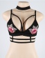Sexy Black+purple Embroidery Flower Decorated Pure Color Bra
