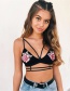 Sexy Black+purple Embroidery Flower Decorated Pure Color Bra