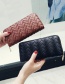 Fashion Plum Red Pure Color Decorated Weave Shape Wallet