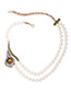 Fashion White Pearls&flower Decorated Double Layer Necklace
