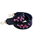 Fashion Black Embroidery Flower Decorated Pure Color Bag Strap