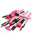Trendy Pink Sector Shape Decorated Simple Makeup Brush(24pcs With Bag)