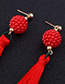 Fashion Blue Tassel&bead Decorated Simple Earrings