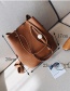 Fashion Brown Tassel Decorated Pure Color Shoulder Bag(4pcs)