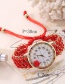 Fashion Red Diamond Decorated Flower Shape Pure Color Watch