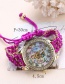 Fashion Plum Red Owl Pattern Decorated Pure Color Watch