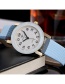 Fashion Blue Grid Pattern Decorated Pure Color Watch